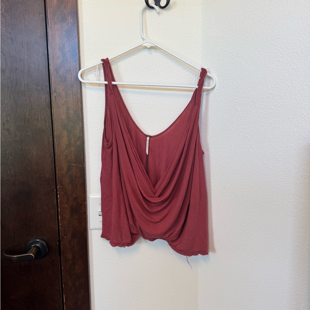 Free People Burgundy Drape Women's Top